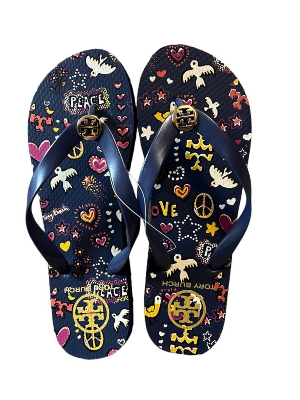 Tory Burch Peace and Love Flip Flops Sandals Size 8